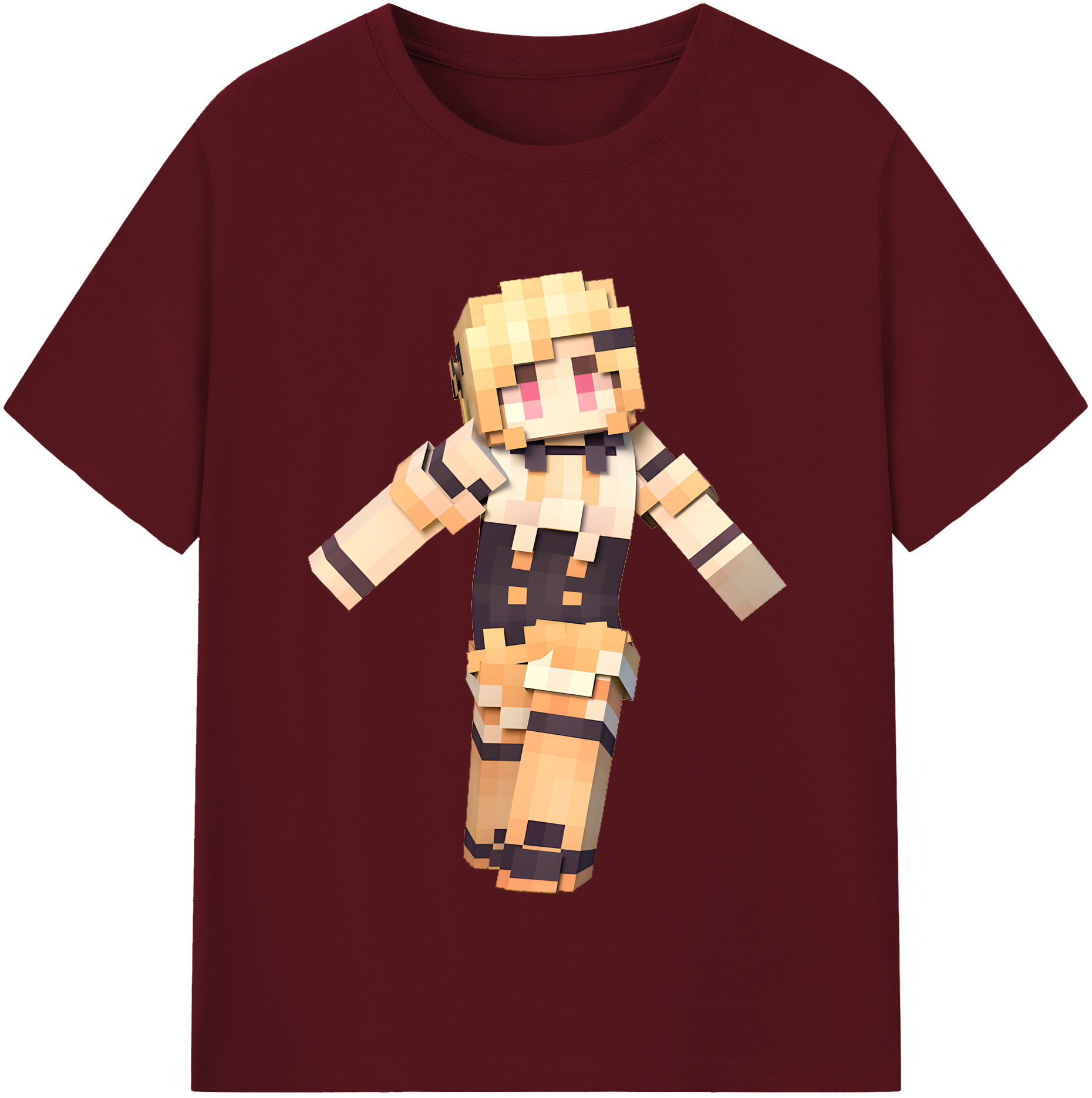 （画像用） マインクラフト ブロックの世界 Minecraft MC Block world 綿100％半袖Tシャツ（フロントプリント）